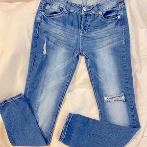 Wallflower distressed skinny jeans.